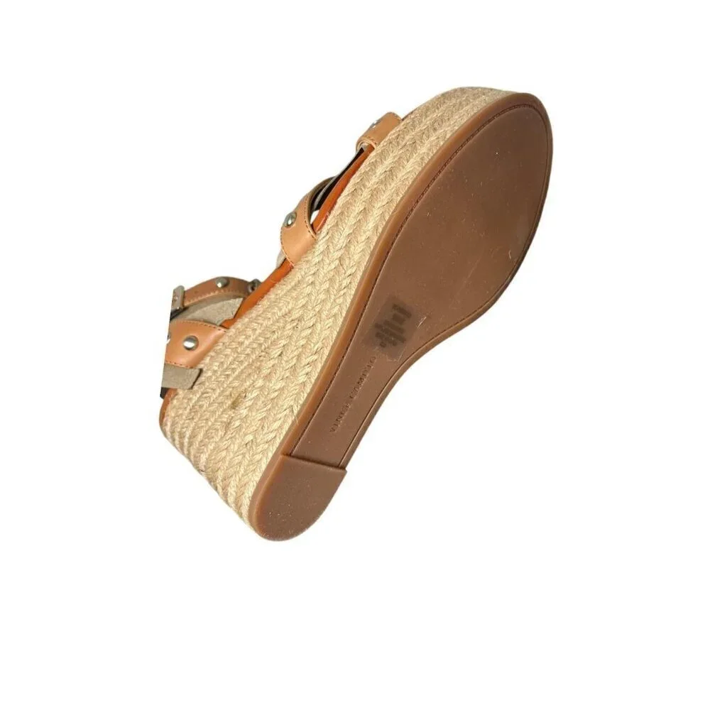 Vince Camuto Womens Brown Leather Espadrille Wedge Open Toe  Sandals Sz 9 M New